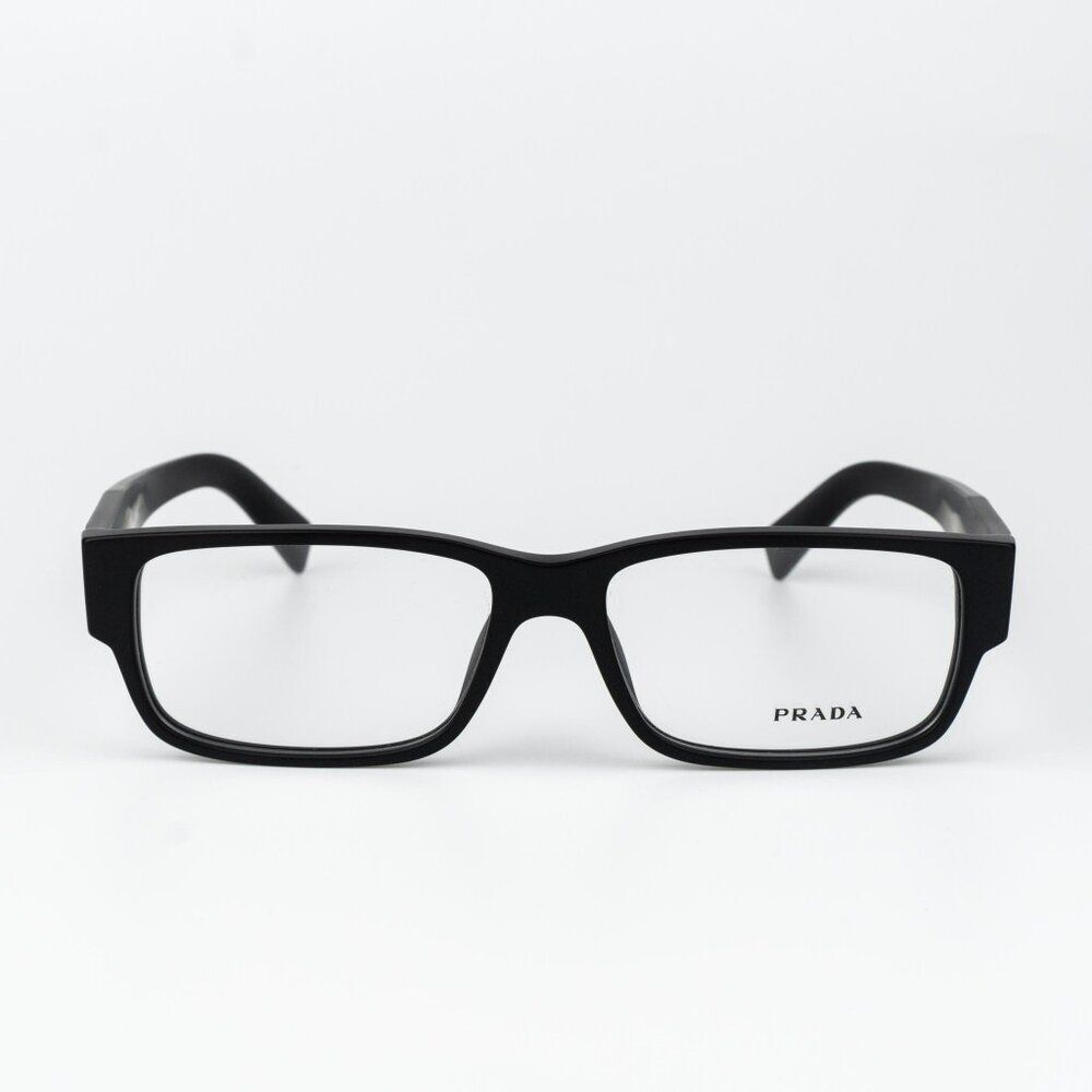 Prada Women Eyeglasses Matte Black Rectangle PRB09V 12P1O1 NEW AUTHENTIC - Picture 2 of 12